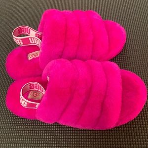 UGG Kids' Fluff Yeah Slide Slipper Rock Rose Hot Pink